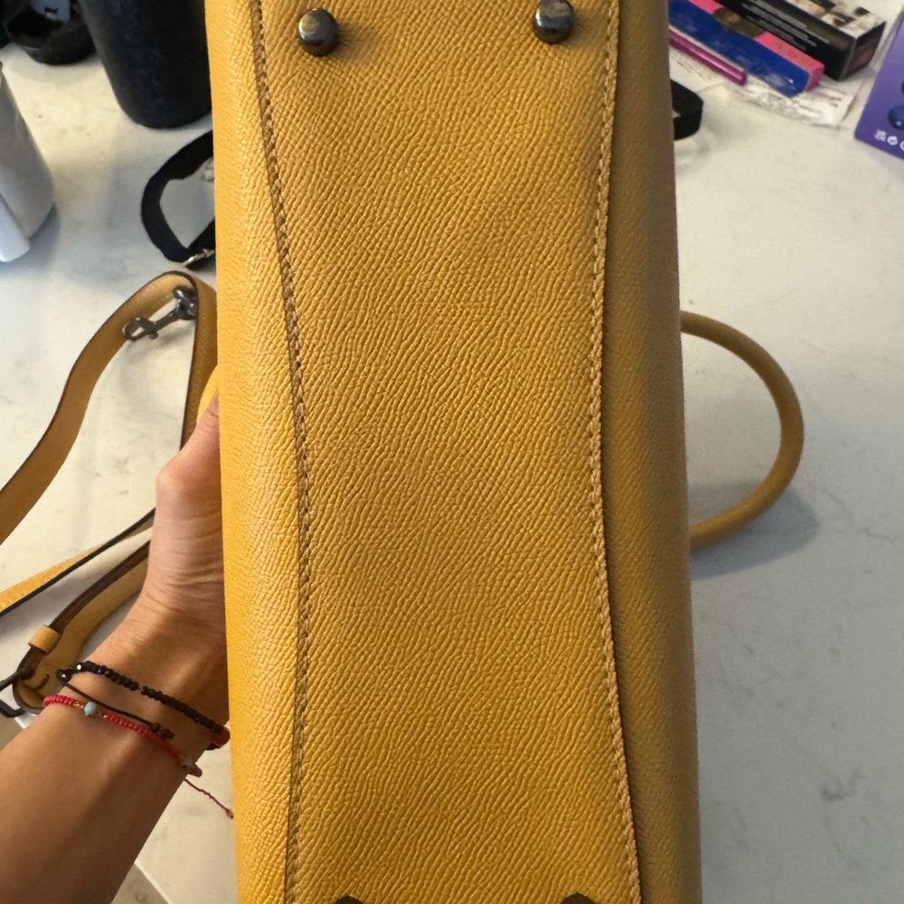 Coach Yellow Saffiano-Style Leather Satchel - Picture 4 of 5